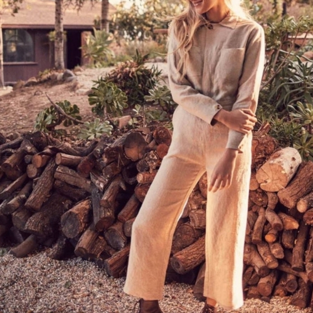 Christy Dawn The Pearl Jumpsuit in Oatmeal Linen